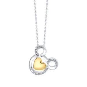 NEW Disney Mickey 90th Collection Crystal Pure Silver Gold Two-Tone 18" Necklace